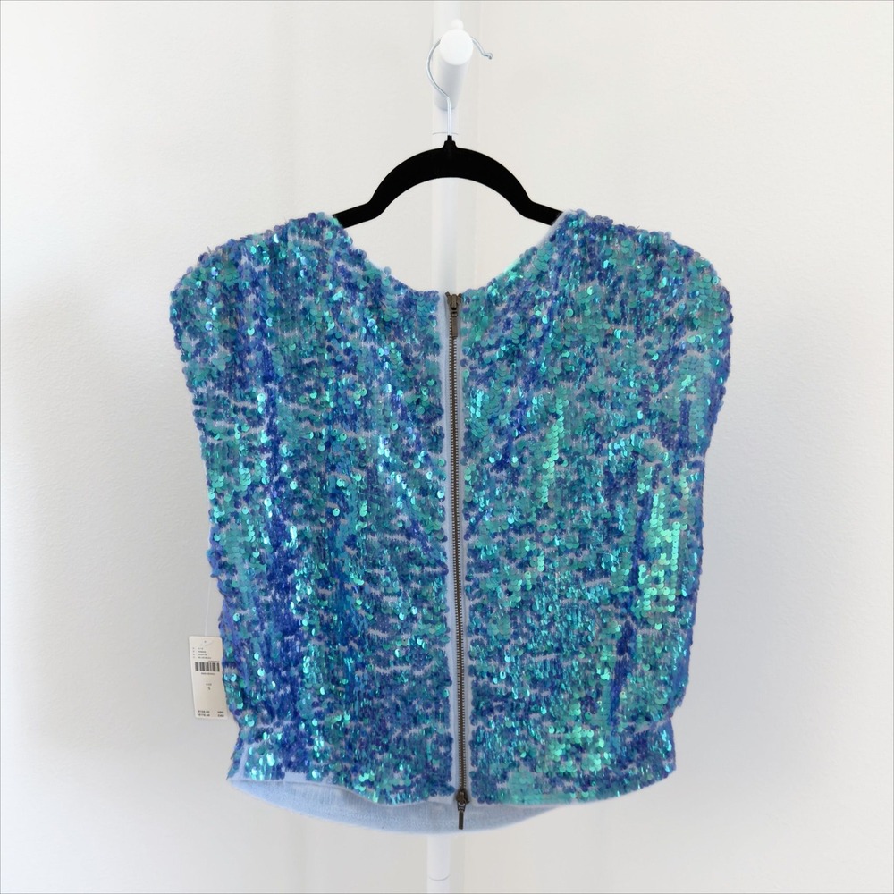 Pilcro Anthropologie $158 Sweater Size Small Cashmere Blend Sequin Mermaid (NEW) - Picture 4 of 7